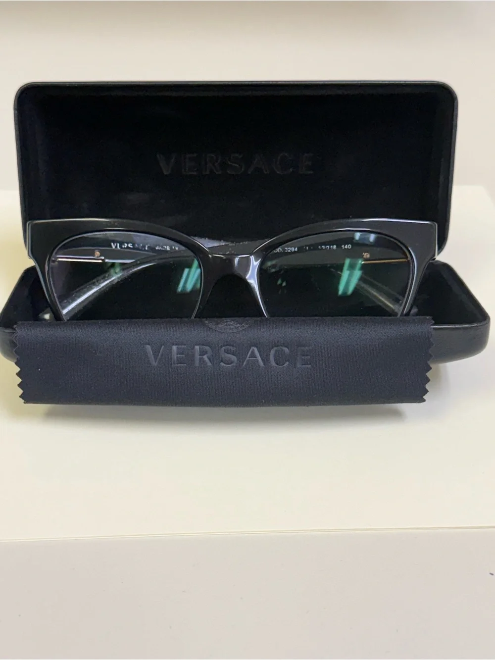 Versace MOD 3294 Black Cat Eye Prescription Eyeglasses Gold Medusa 53-18-140